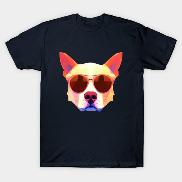 Cool Low Poly Dog wearing Sunglasses T-Shirt by Artist Rob Fuller